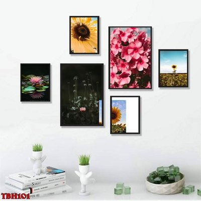 File gốc File tranh bộ 6 tấm hoa sen hoa hướng dương TBH101 (trang trí) phòng trẻ em