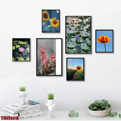 Download file File tranh bộ 6 tấm hoa sen hoa hướng dương TBH102 (gốc) in mica cao cấp