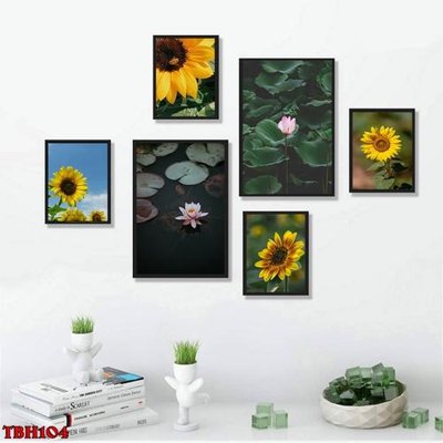File tranh File tranh bộ 6 tấm hoa sen hoa hướng dương TBH104 (ảnh gốc) chi tiết rõ ràng