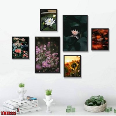 Download file gốc File tranh bộ 6 tấm hoa sen hoa hướng dương TBH111 (in lụa) tranh 3D