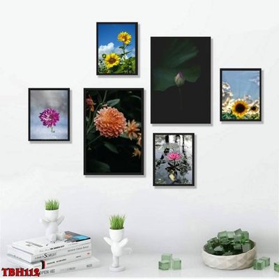 File ảnh File tranh bộ 6 tấm hoa sen hoa hướng dương TBH112 (gốc) cho trang trí nhà hàng