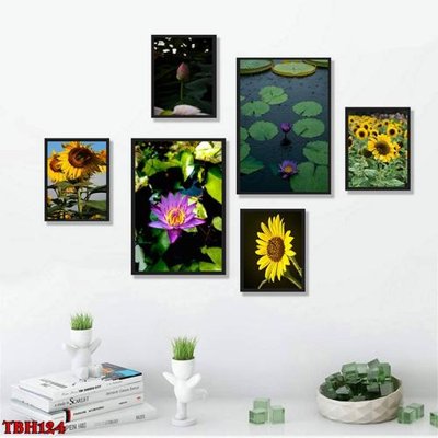 File gốc File tranh bộ 6 tấm hoa sen hoa hướng dương TBH124 (dành cho quảng cáo)