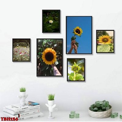 File gốc File tranh bộ 6 tấm hoa sen hoa hướng dương TBH126 (dành cho trang trí nội thất)