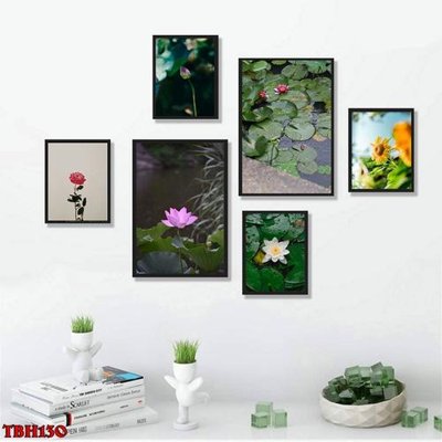 File tranh File tranh bộ 6 tấm hoa sen hoa hướng dương TBH130 (gốc) in film