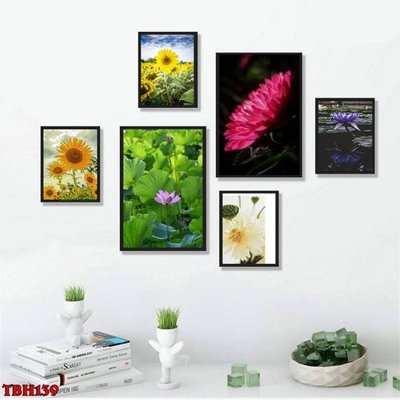 File gốc in mica File tranh bộ 6 tấm hoa sen hoa hướng dương TBH139 chất lượng