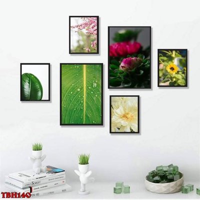 Ảnh gốc File tranh bộ 6 tấm hoa sen hoa hướng dương TBH140 (nét căng) in mica