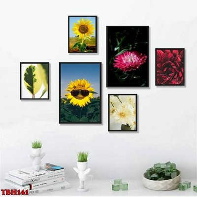 File gốc File tranh bộ 6 tấm hoa sen hoa hướng dương TBH141 (in mica) làm bảng hiệu