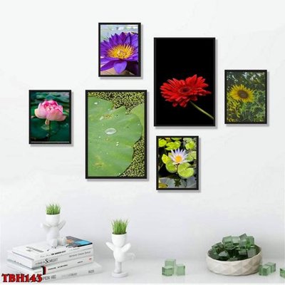 File gốc File tranh bộ 6 tấm hoa sen hoa hướng dương TBH143 (in mica) làm bảng hiệu