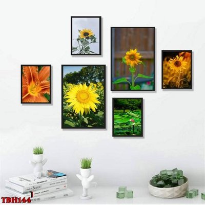 Hình ảnh file gốc File tranh bộ 6 tấm hoa sen hoa hướng dương TBH144 (chất lượng cao)