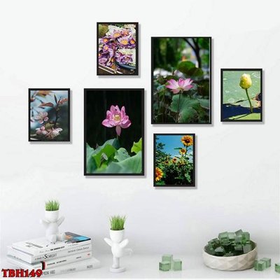 File in trần File tranh bộ 6 tấm hoa sen hoa hướng dương TBH149 (bản gốc) 5D