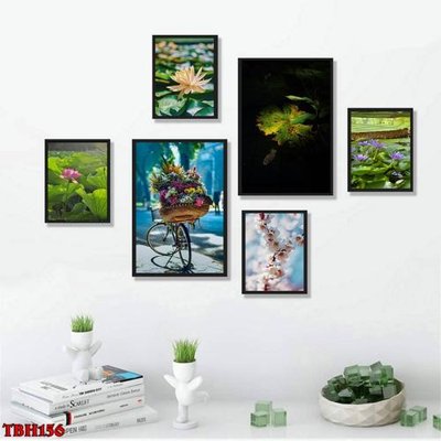 File tranh File tranh bộ 6 tấm hoa sen hoa hướng dương TBH156 (ảnh gốc) in trần nhà