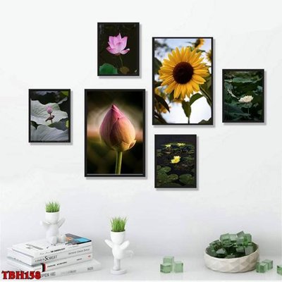 File gốc File tranh bộ 6 tấm hoa sen hoa hướng dương TBH158 (thiết kế) cho in ấn