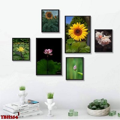 Mua file ảnh gốc File tranh bộ 6 tấm hoa sen hoa hướng dương TBH164 (chất lượng cao)