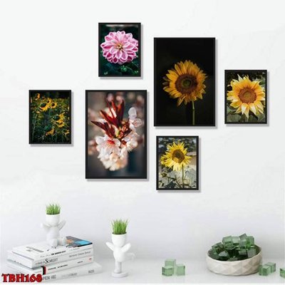 Tải file File tranh bộ 6 tấm hoa sen hoa hướng dương TBH168 (PSD) cho in ấn quảng cáo