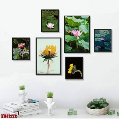 Tải file File tranh bộ 6 tấm hoa sen hoa hướng dương TBH172 (gốc) làm tranh trang trí