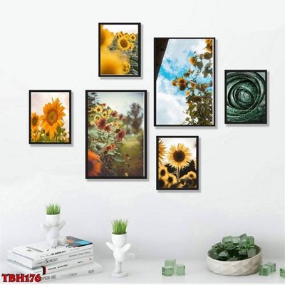File in ấn chuyên nghiệp File tranh bộ 6 tấm hoa sen hoa hướng dương TBH176 (file gốc)