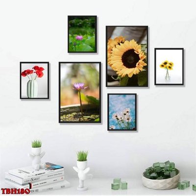 File tranh quảng cáo File tranh bộ 6 tấm hoa sen hoa hướng dương TBH180 (download file gốc)