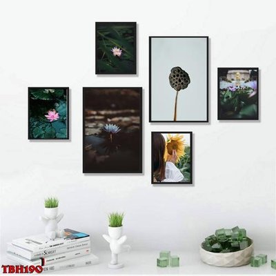 Tải file File tranh bộ 6 tấm hoa sen hoa hướng dương TBH190 (PSD) cho in tranh kính