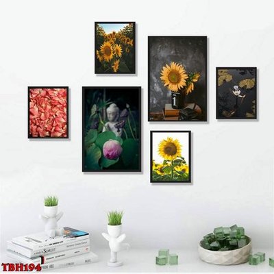 Tải file gốc File tranh bộ 6 tấm hoa sen hoa hướng dương TBH194 (bản PSD) chỉnh sửa được