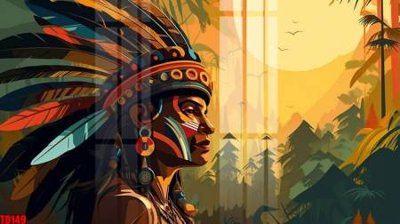 File PSD File gốc in tranh thổ dân TD149 (bản gốc) đã tách nền