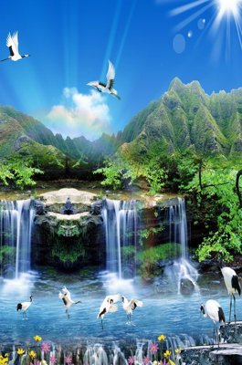 Ảnh gốc File tranh đứng lối vào TD2195 (siêu chi tiết) để in ấn