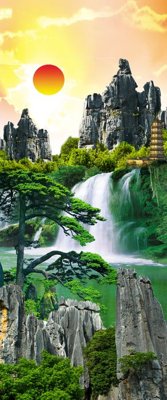 Download file gốc File tranh đứng lối vào TD2251 (in lụa) hoa lá