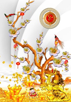 Download file gốc File tranh đứng lối vào TD2914 (in lụa) tranh 3D