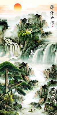 Tải file File tranh đứng lối vào TD3097 (gốc) chủ đề hoa sen