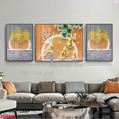 File ảnh File bộ tranh treo tráng gương TG6084 (gốc) dùng in Pano