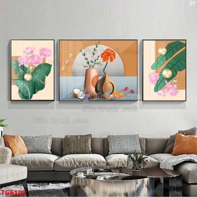 File gốc File bộ tranh treo tráng gương TG6102 (in tráng gương) sang trọng