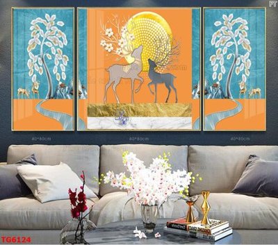 File tranh File bộ tranh treo tráng gương TG6124 (bản gốc) in lụa dán tường