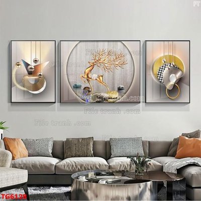 File gốc File bộ tranh treo tráng gương TG6128 (in tráng gương) ốp tường