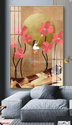 File in lụa File bộ tranh treo tráng gương TG6181 (hoa văn) File bộ tranh treo tráng gương TG6181