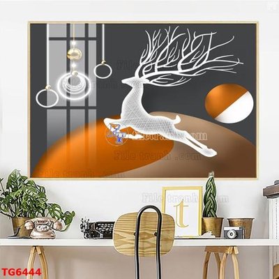 File gốc File bộ tranh treo tráng gương TG6444 (in lụa) họa tiết 3D