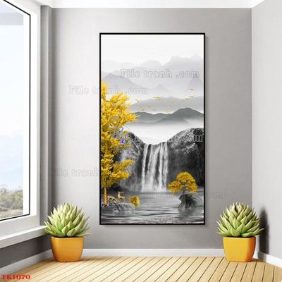 File tranh File tranh bộ in tráng gương hiện đại TK1070 (file gốc) chủ đề phong thủy