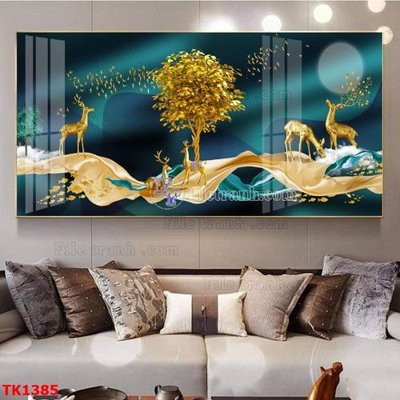 File gốc File bộ tranh treo tráng gương TK1385 (in lụa) tranh phong thủy