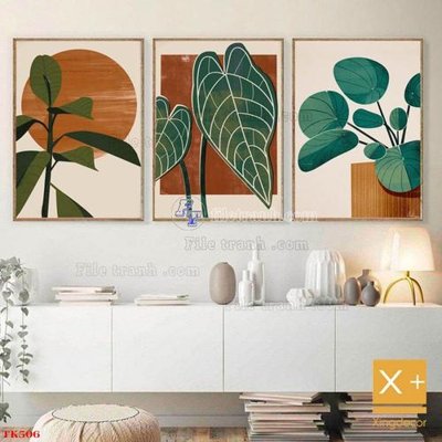 File gốc File tranh bộ in tráng gương hiện đại TK506 (in lụa) trang trí tường