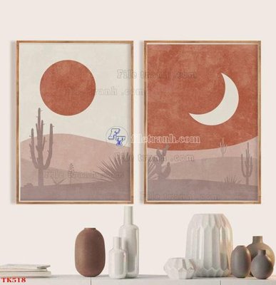 File tranh in trần 3D File tranh bộ in tráng gương hiện đại TK518 (ảnh gốc)