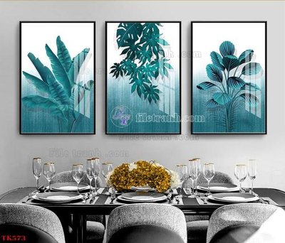 Ảnh gốc File tranh bộ in tráng gương hiện đại TK573 (độ nét cao) in mica