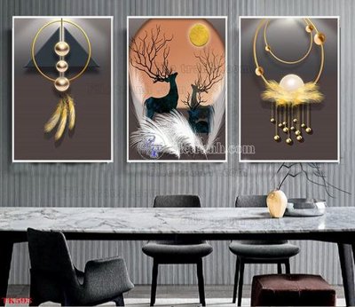 File gốc File tranh bộ in tráng gương hiện đại TK595 (thiết kế) độc quyền