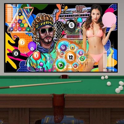 File tranh File tranh quán bida bi-a BILLARD TK6 (bản gốc) in lụa 3D