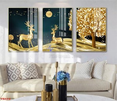 File gốc File tranh bộ in tráng gương hiện đại TK614 (thiết kế) độc quyền