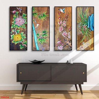 File tranh File tranh bộ in tráng gương hiện đại TK654 (bản gốc) in lụa 3D
