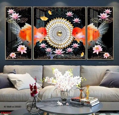 File gốc File tranh bộ in tráng gương hiện đại TK675 (in lụa) tranh phong thủy