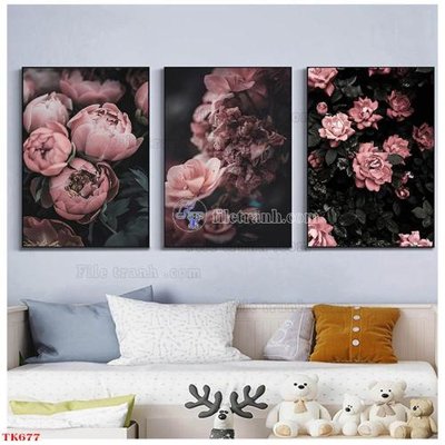 Download file gốc File tranh bộ in tráng gương hiện đại TK677 (in lụa) tranh 3D