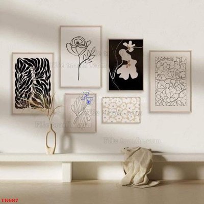 File gốc File tranh bộ in tráng gương hiện đại TK687 (dành cho trang trí nội thất)