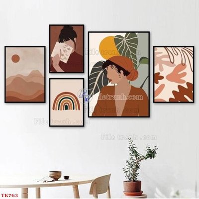 File tranh gốc File tranh bộ in tráng gương hiện đại TK763 (bản quyền) độc đáo