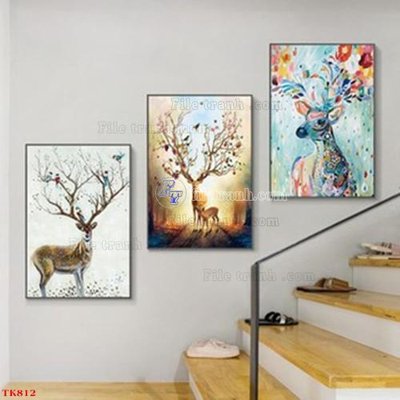File tranh File tranh bộ in tráng gương hiện đại TK812 (gốc) chủ đề động vật
