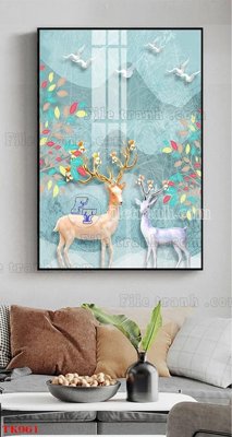 File gốc File tranh bộ in tráng gương hiện đại TK961 (in lụa) họa tiết 3D