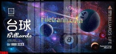 File tranh File tranh decor treo quán bida bi a BILLARD TKM41 (ảnh gốc) in trần 3D